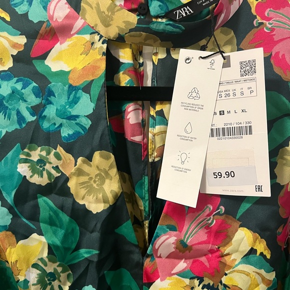 Zara Colorful Floral Satin Dress (*brand new with tags) - Picture 3 of 7